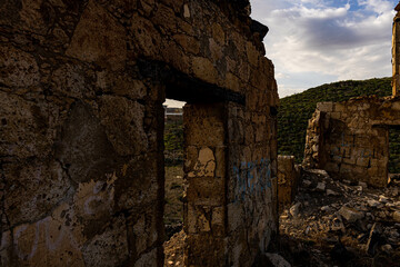 ruined castle in the canary islands in ruins with beautiful colors ruins of a bygone era of the canary islands with red colors known as the tojo de jinamar castle with ancient architecture
