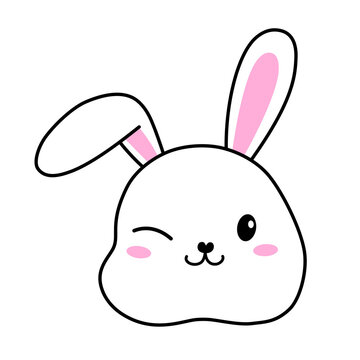 cute smiling rabbit head cartoon vector