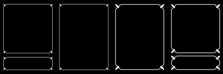 Vector border frames, plaques, doorplates, nameplates, signboards or labels on black