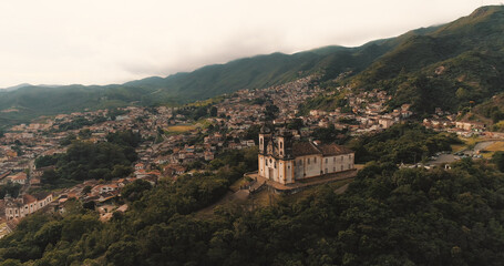 Fototapeta na wymiar Aerial images of the historic center of Ouro Preto
