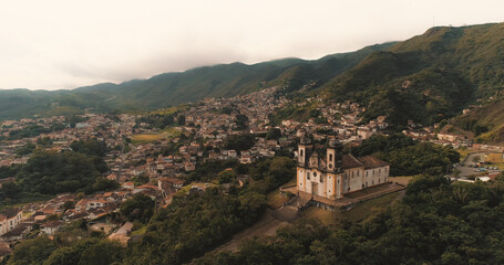 Fototapeta na wymiar Aerial images of the historic center of Ouro Preto