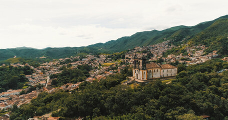 Aerial images of the historic center of Ouro Preto
