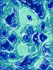 Deep green sea waves, vector illustration