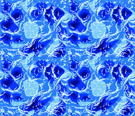 Seamless pattern with deep blue sea waves, vector illustration
