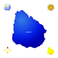simple outline map of Uruguay
