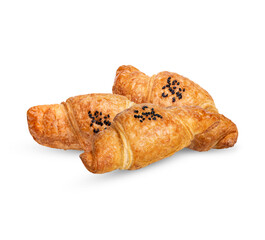 Fresh baked croissant isolated on white background