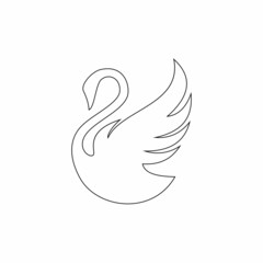 Continuous one line drawing. Swan logo. Black and white vector illustration. Concept for logo  card  banner  poster  flyer