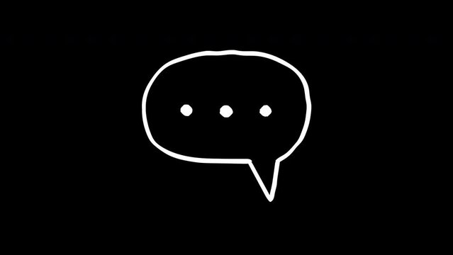 Animated cloud conversation bubble icon. Frame by frame animation. Alpha channel. Looped animation