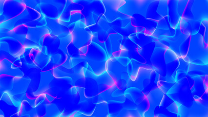 Blue abstract background of overlapping transparent amorphous shapes. Vector illustration.