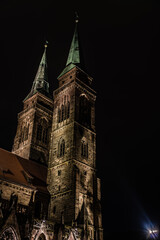 Plakat Neurenberg, Bavaria - Germany - 07 26 2018: Low angle view of the twin towers of the Saint Sebaldus church