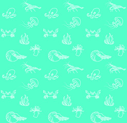 Seamless vector pattern with sea creatures