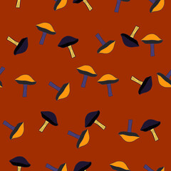 Mushrooms seamless pattern. Fungi background.