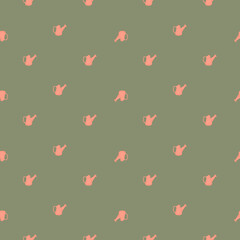 Watering can seamless pattern. Garden background.