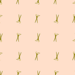 Scissors seamless pattern. Retro salon background.
