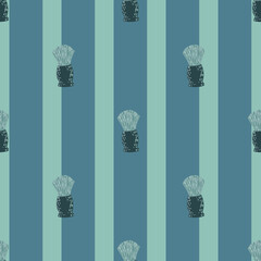 Shaving brush seamless pattern. Barber shop in doodle style.