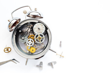 Watch mechanism with macro detail and steel gears