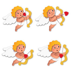 adorable cupid pack character collection with gradient color