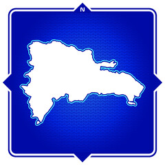 Simple outline map of Dominican Republic with compas
