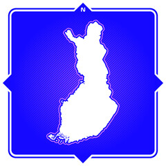 Simple outline map of finland with compas