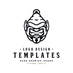 yeti head character vector. winter hat yeti template logo.