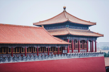 The buildings in the Forbidden City of China.