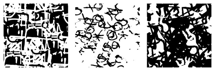 Set of black and white grunge textures