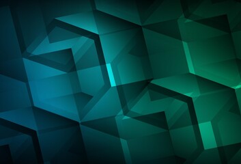 Fototapeta premium Dark Blue, Green vector background with set of hexagons.