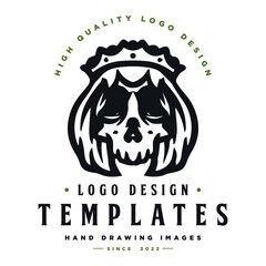 skull head queen character vector.