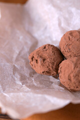 Chocolate truffles, sweet fragrant dessert