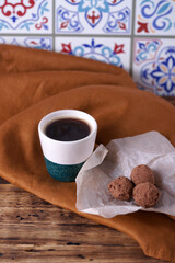 Chocolate truffles, sweet fragrant dessert