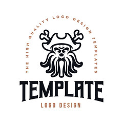octopus man character template logo. pirate octopus with human bones crossed logo vector.
