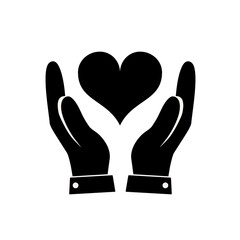 Hands and Love silhouette black vector design isolated