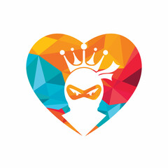 King Ninja vector logo design. Crown logo design combined with ninja and heart.