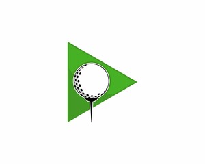 Golf ball in the play button logo