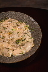 Perfect Pasta Classic Pizza Homemade Artisan Bacon Tomato Sauce Sausage Sweet Melted Cheese Onion Chicken Meat Shrimp Menu Gourmet on a Dark Background