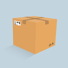 Vector drawing of a cardboard box for trucking with marking
