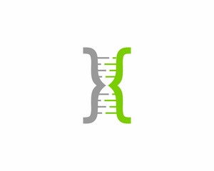 DNA Helix with code symbol logo