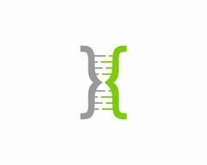 DNA Helix with code symbol logo