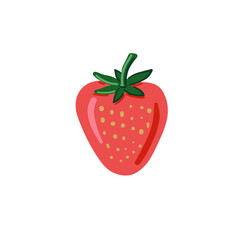 Simple vector red strawberry illustration isolated on white. 