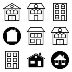 House Flat Icon Set Isolated On White Background