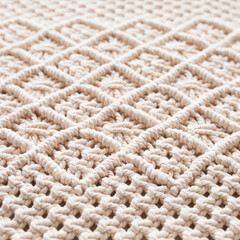 Handmade macrame. Macrame braiding and cotton threads.  Female hobby.  ECO friendly modern knitting DIY natural decoration concept in the interior.  100% cotton wall decoration.