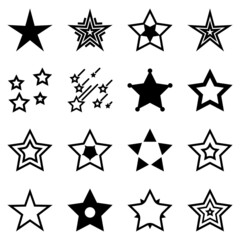 Stars Flat Icon Set Isolated On White Background