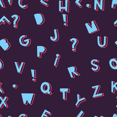 ABC vector seamless pattern. Editable hand drawn Vector illustration. Perfect pictures for fabric, textile, clothing, wrapping paper, wallpaper