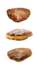 Donuts on isolated background or banner in front and top view.