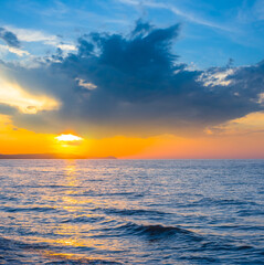 Naklejka na ściany i meble quiet sea scape at the sunset, natural sea background