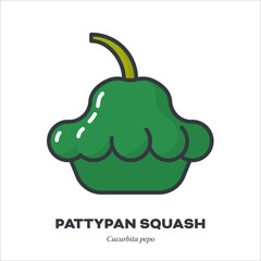 Pattypan squash icon, filled outline style vector illustration
