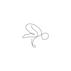One line man practicing yoga. Healthy lifestyle concept design. Hand drawn vector illustration