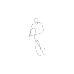 Obraz premium One line bicyclist. Hand drawn sketch. Vector illustration.
