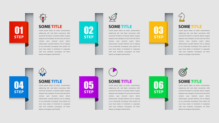 Infographic template with icons and 6 options or steps
