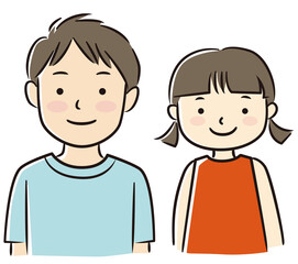 Brother and sister upper body vector illustration